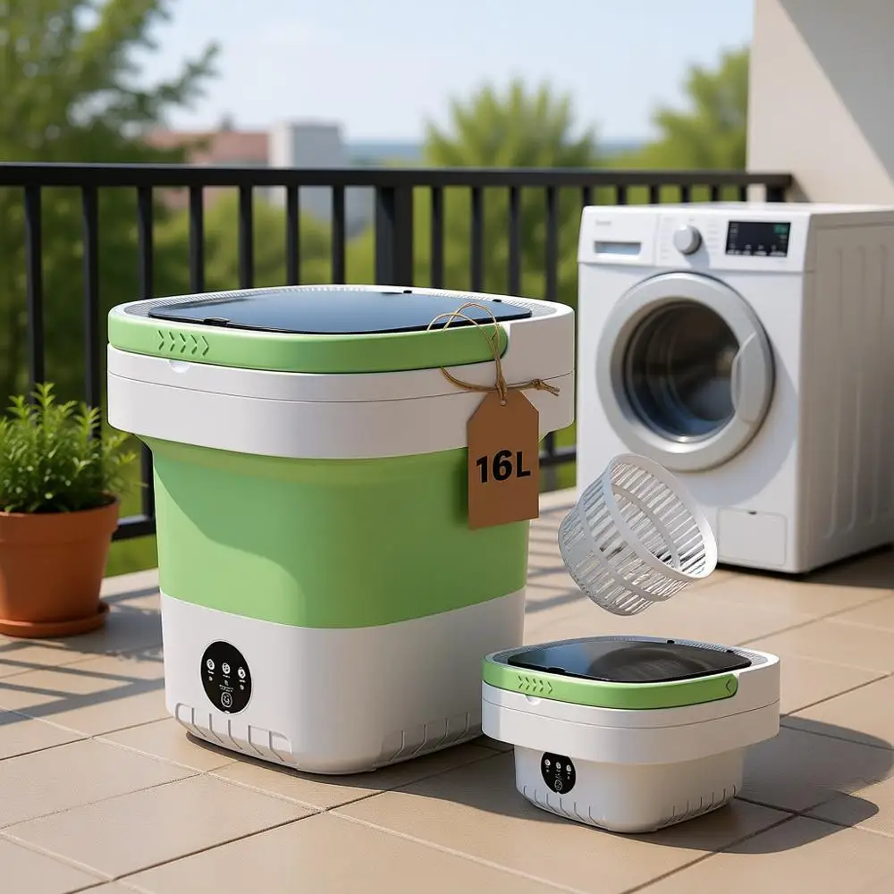 Portable Washing Machine, Mini Washer, Small Clothes Washing Machine, Ideal for Underwear, Baby and Small Delicate Items, 3 Clea