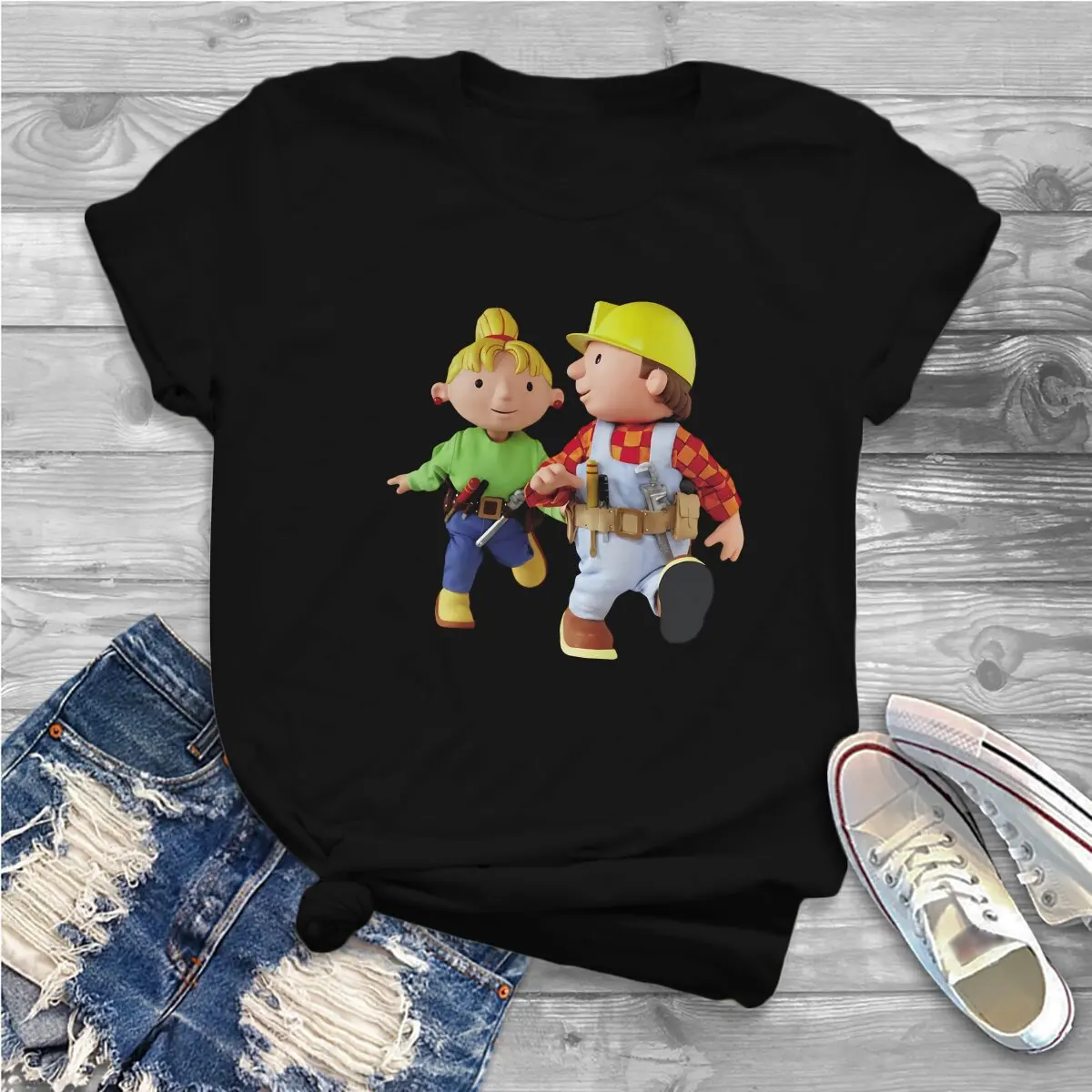 Bob The Builder Friends Tshirt Girl Tops Alternative Summer Polyester Streetwear Femmes Harajuku T Shirt