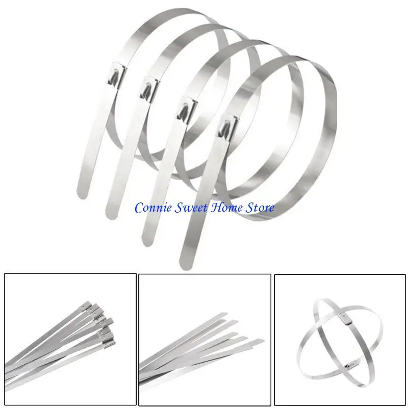 LXAF 10PCS Stainless Steel  Locking Cable Ties DIY Metal Zip Ties Multi-Purpose Self-Locking Metal Wrap Wire Ties Easy to Use