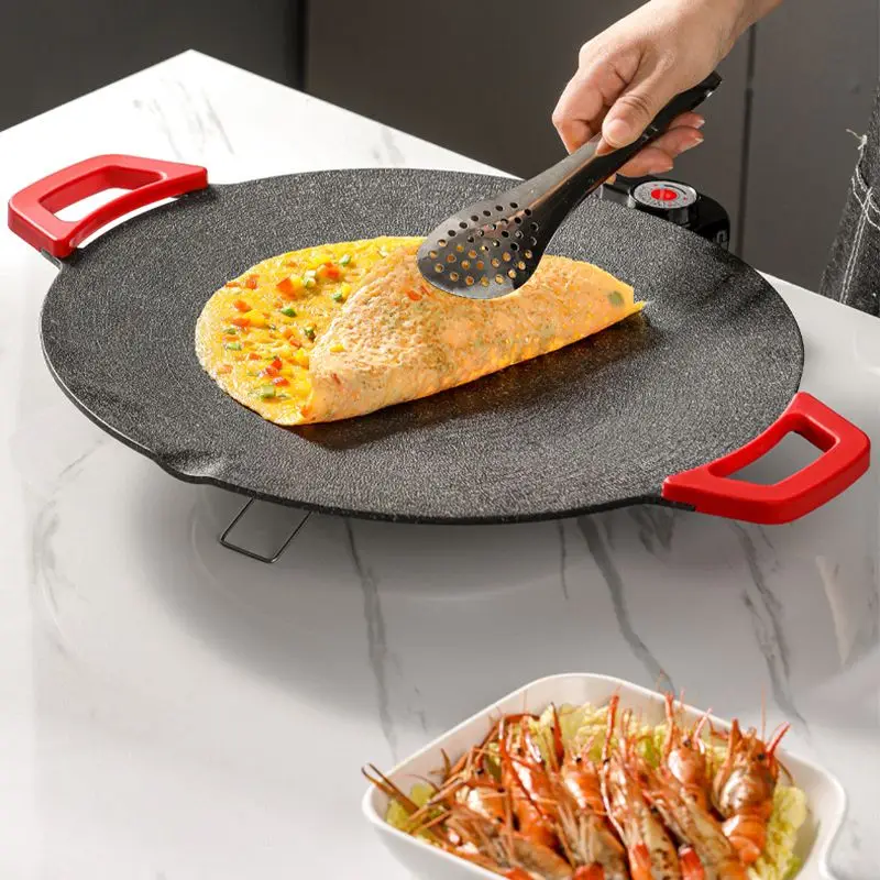 28CM/30CM Non-Stick Electric Indoor Grill Pan Household Round BBQ Griddle Plate Korean Grill Pan Smokeless Non-stick Grill 700W