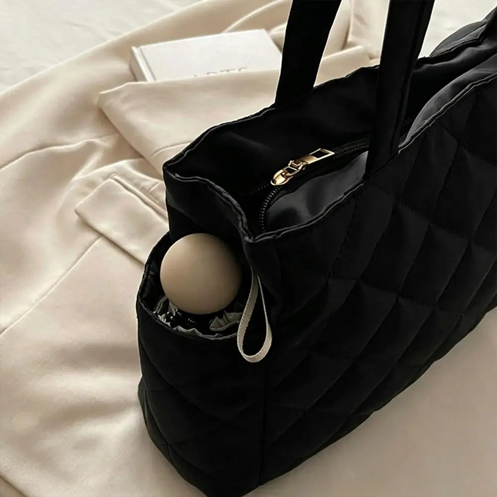 Mehrtaschen-Damen-Umhängetasche im Postboten-Stil, mit Rautenmuster, aus Baumwolle, als Kleider- und Schultertasche, große Kapazität, lässige Nylon-Schultertasche. – Detail 22