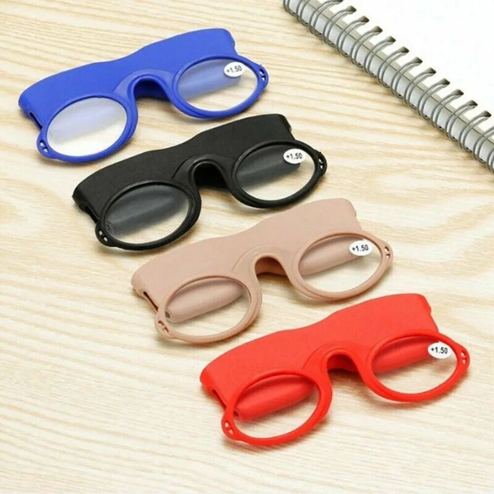 Gafas de lectura con Clip para la nariz, anteojos de silicona suave, con estuche y cordón, sin brazos, 2024