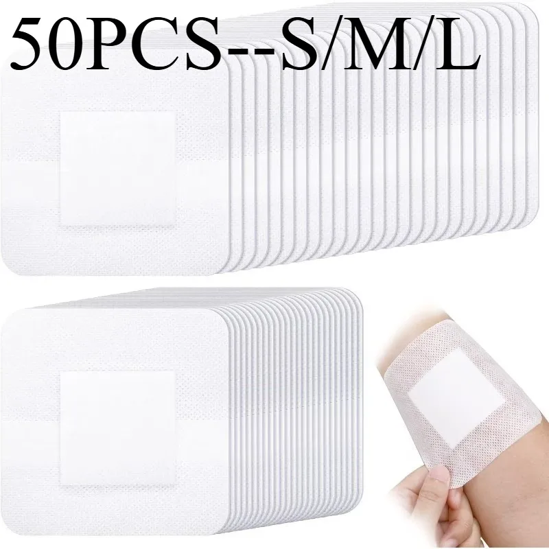

50 шт. – Большой размер – Гипоаллергенная самоклеящаяся лента с латексной основой, дышащая, без клеевого слоя, с высокой впитываемостью