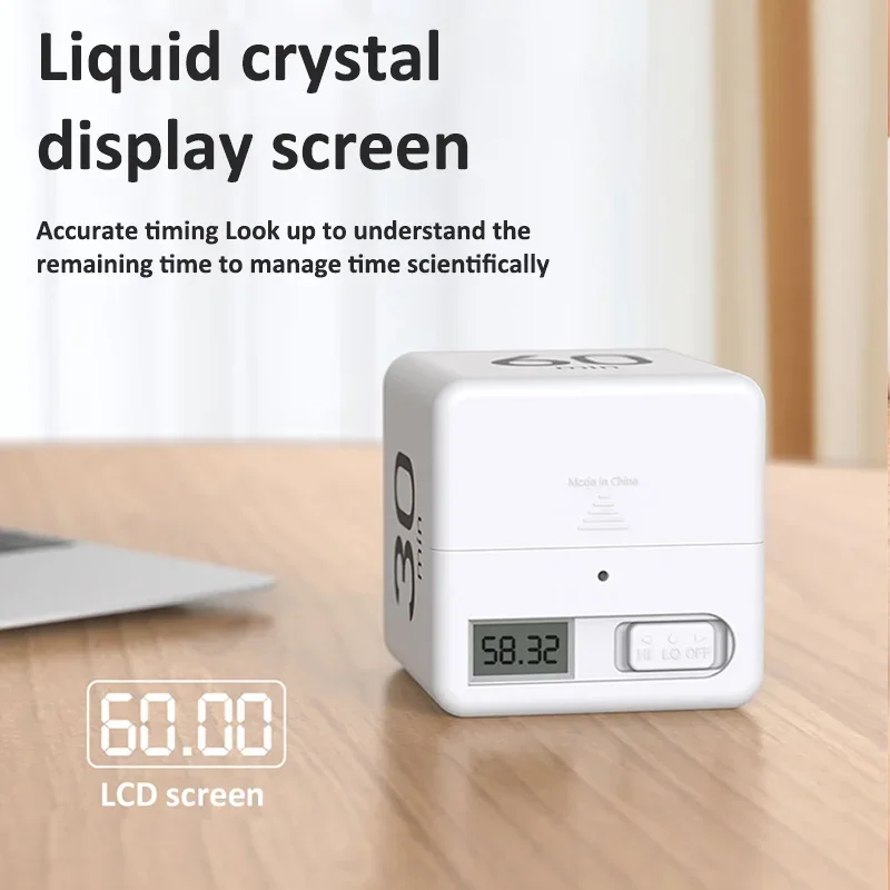 Productivity Cube Timer Gravity Sensor Flipping LED Display Dual Modes Countdown Cooking Study Mini Digital Timer 4 Preset Time image 5