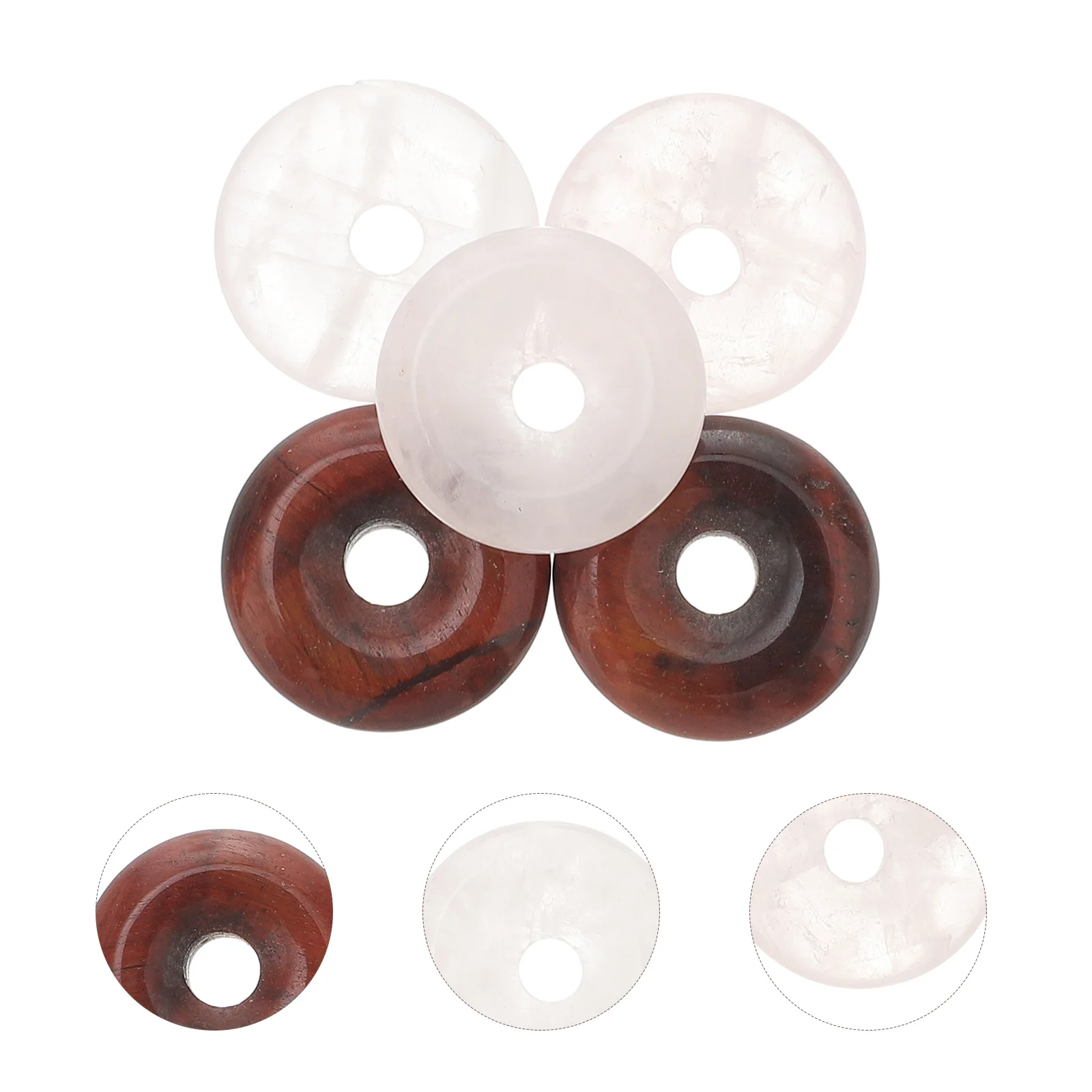 

5Pcs White Pink Green Jade Bead for DIY Jewelry Making Natural Stone Pendant Craft Material Round Loose Spacer Bead for Hair