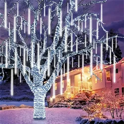 Outdoor Light 1/2/3/4 Set Meteor Shower Festoon Led Light Street Garlands New Year 2025 Christmas Decorations for Home Navidad