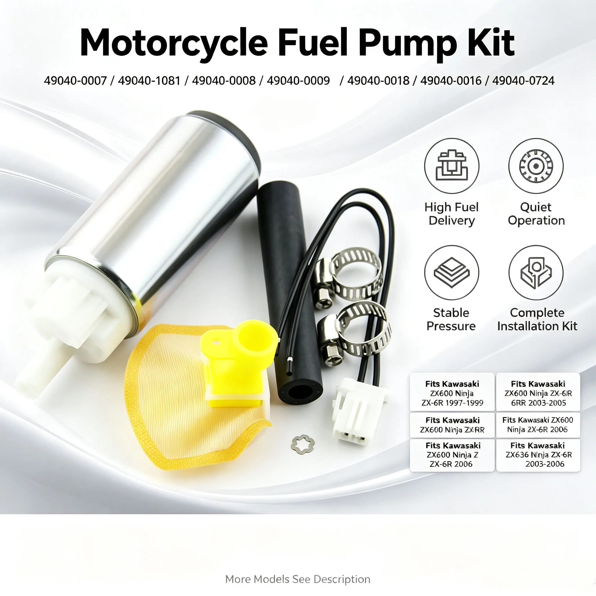 For Kawasaki ZX600 ZX1400 ZZR1400 Ninja ZX-6R ZX636 ZX-6RR ZX-10R ZX-12R ZX1200 ABS JT1500 JT1200 STX15F Motorcycle Fuel Pump