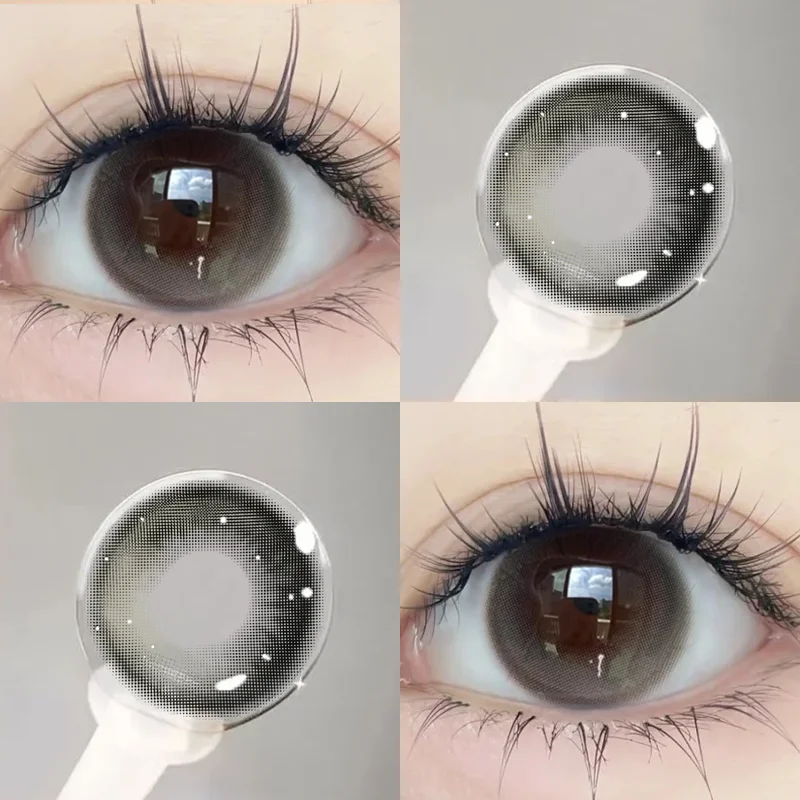 DUOXIU 2Pcs Yearly Color Colored Contact Soft Circular Lenses Beauty Pupil Gray Brown Eyes Black Makeup Blue Lens Fast Shipping