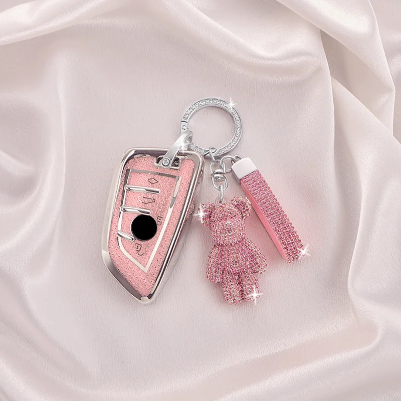 Diamond Pink Style Fob for BMW 1 3 5 7 Series X1 X3 X5 X7 F10 F15 F16 F20 F21 F30 F31 F32 F34 G01 G02 G20 M3 Car Key Case Cover
