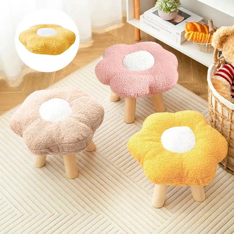 33cm Plush Flower Chair Cover Cute Footrest Stool Covers Round Footstool Protector Soft Seat Cushion Home Decor стулья для кухни