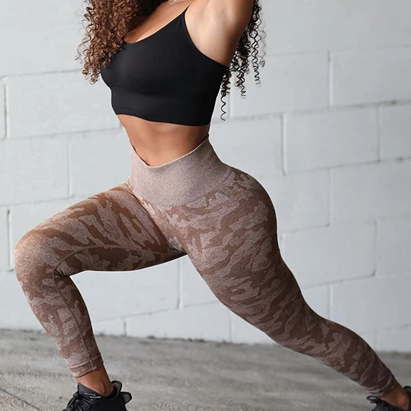 Camo Seamless Yoga Leggings Women Athletic Exercise Fitness Butt Lift Booty Sport Pants High Waist Gym Tights Workout Activewear