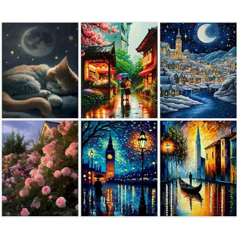 

CHENISTORY 40x50cm Paint by numbers Landsape Handpainted Canvas Drawing by numbers For adults Painting Numbers Home decor