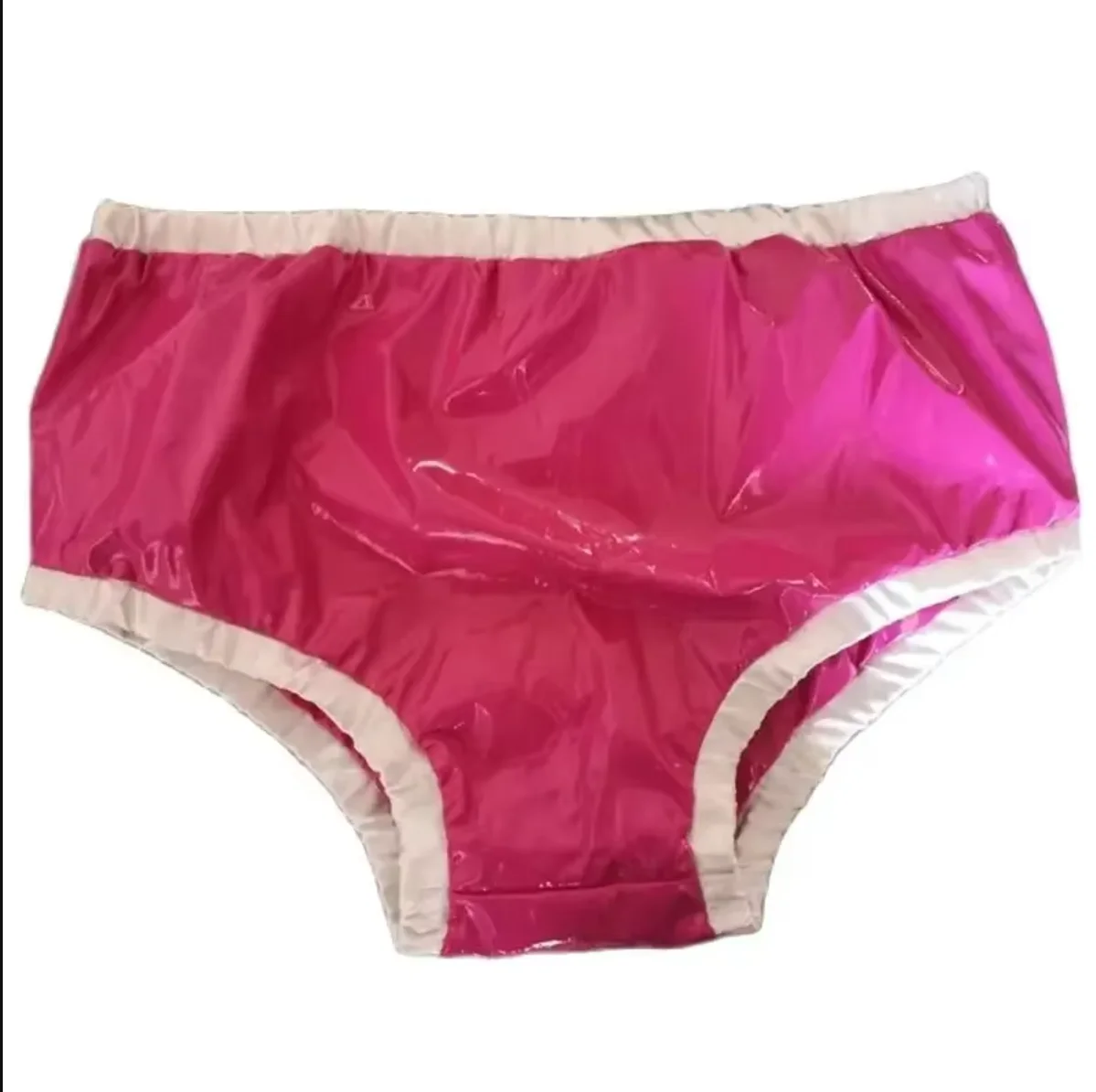 

Bright Color Block PVC Elastic Pleated Waist Sports Shorts Girly Fetish Triangle Shorts