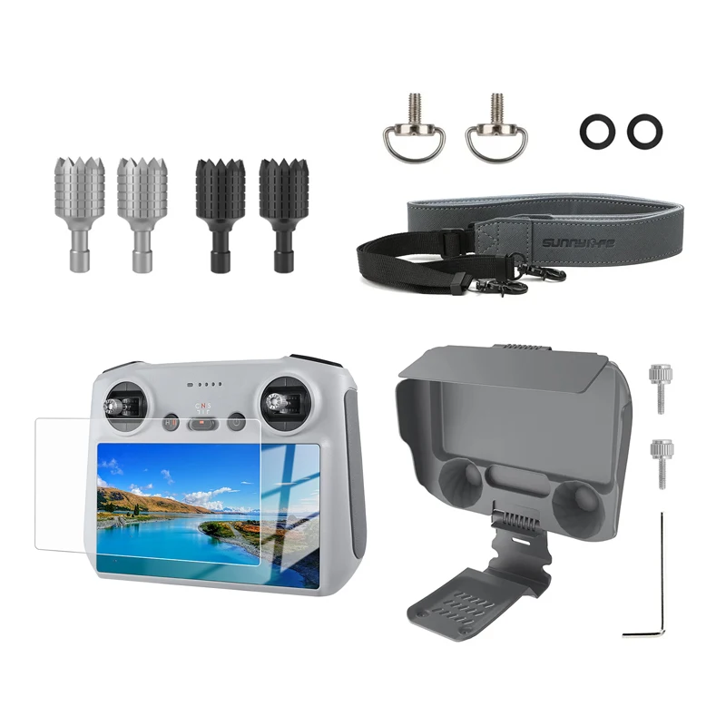 Tempered Glass Film Lanyard Sun Hood Cover for DJI Mini 5 Pro/Mini 4 Pro/Air 3 RC 2 Remote Controller RC 2 Drone Accessories