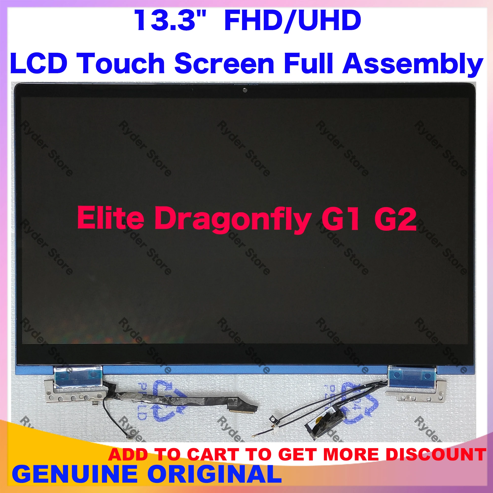

M44361-001 M42271-001 13,3 "FHD UHD для HP Elite Dragonfly G1 G2 Замена сенсорного ЖК-дисплея в сборе, полная сборка L74089-001