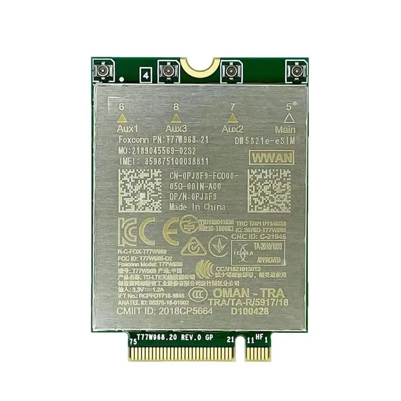 T77W968 для Dell DW5821e LTE Cat16 GNSS 5G WWAN, модуль карты для ноутбука 5420 5424 7424 Rugged Latitude 7400/7400 2-in