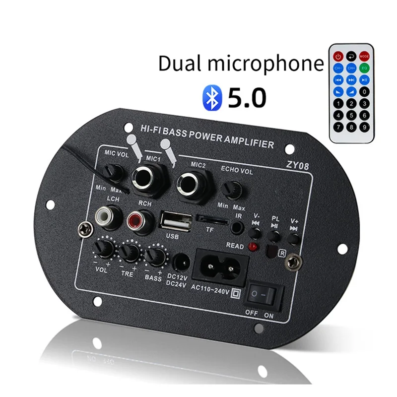 Эффективный 12V24V220V HIFI басовый усилитель мощности, плата усилителя, USB-плеер, модуль для аудиофилов, вилка европейского стандарта