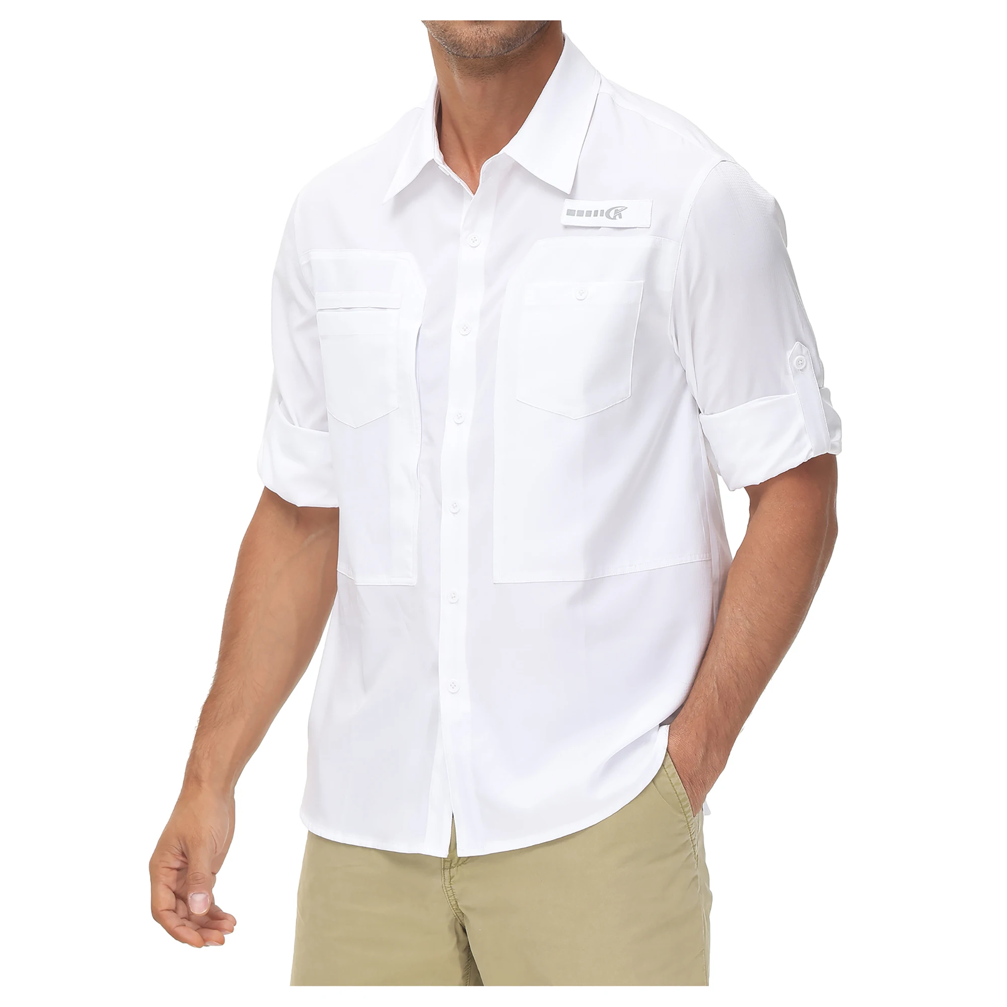 Langarm-Angelhemden für Herren, UPF 50+, Sonnenschutz, atmungsaktiv, leicht, für Reisen, Arbeit, Button-Down-Hemd mit Reißverschlusstasche – Detail 11