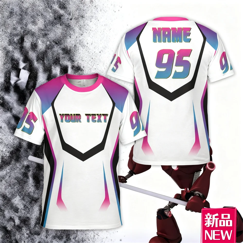 

Custom Name Text Short Sleeve T-Shirt For Men 3D Print Simple Number Pattern Round Neck Tees Fashion Outdoor Sports Team Uniform