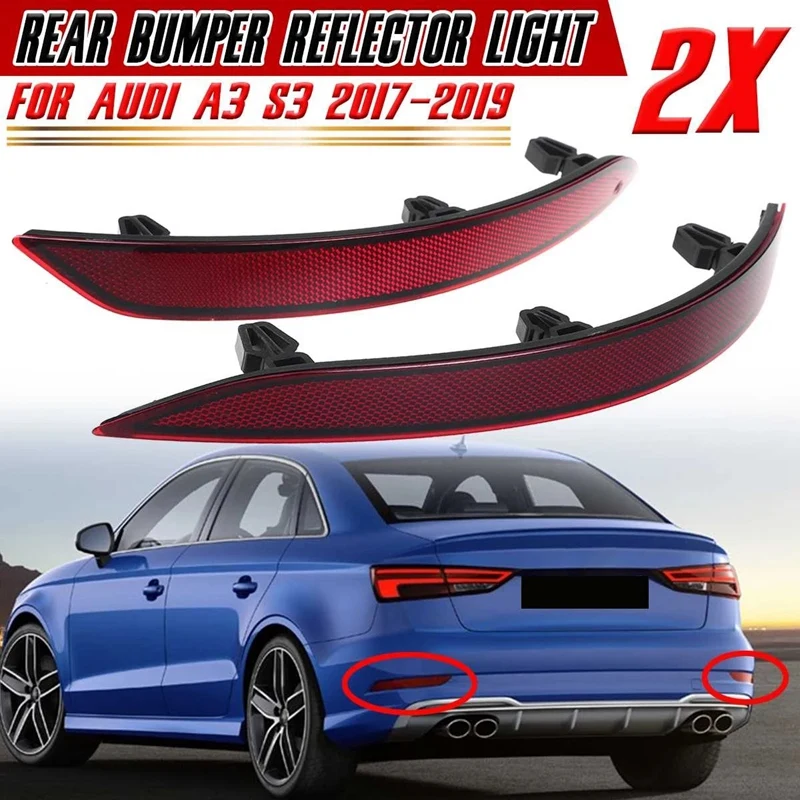 NEW-1 Pair Car Rear Bumper Reflector Light Fog Lamp Rear Bumper Fog Light for- A3 S3 2017-2019 8V5945106D 8V5945105D