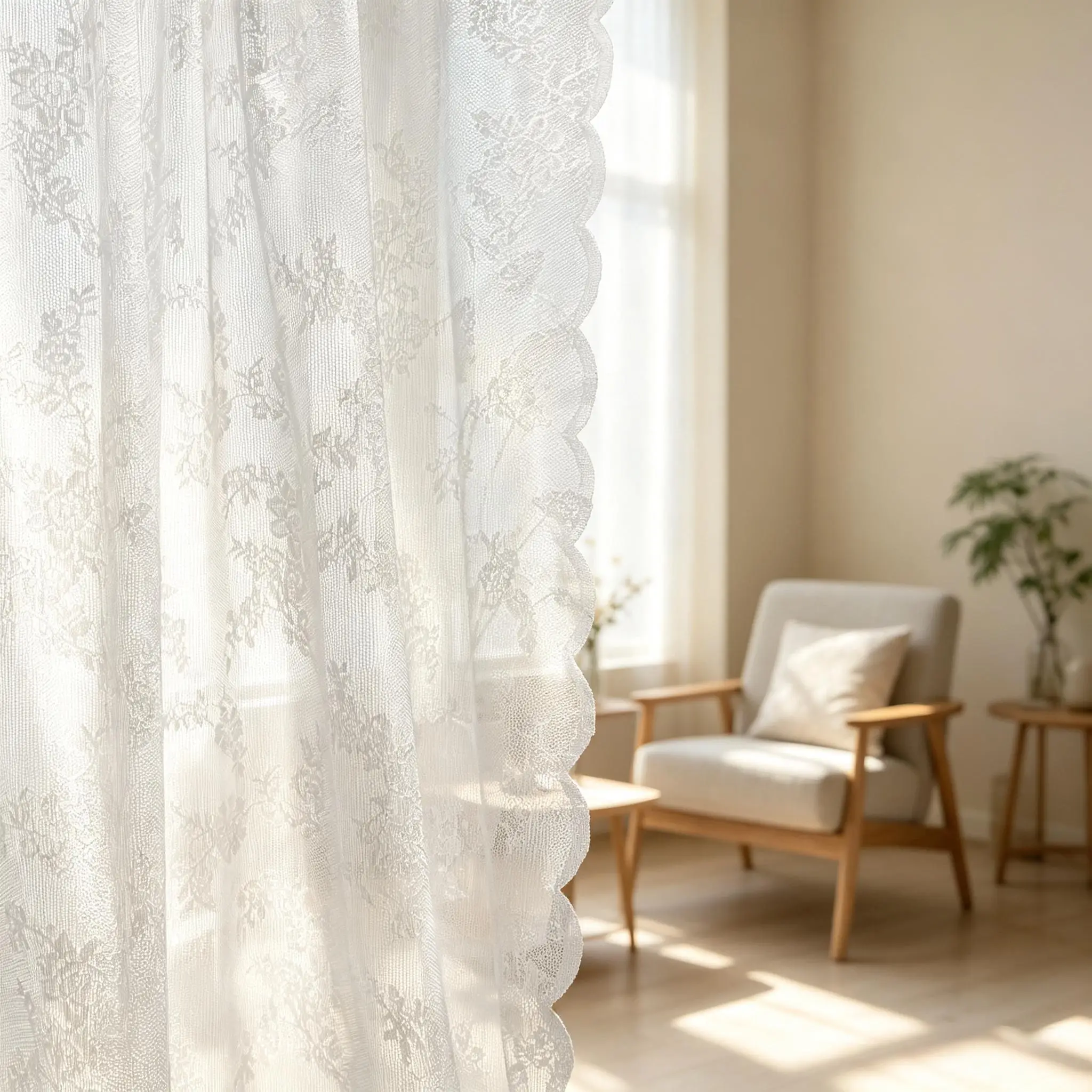 2 Pieces Vintage Floral Lace Sheer Rod Pocket Curtain Panels Privacy Light Filtering Window Rose Drape Living Bedroom Home Decor