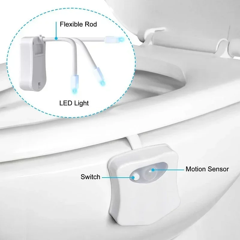 Smart PIR Bewegingssensor Toiletbril Nachtlampje 8 Kleuren Waterdichte Achtergrondverlichting Voor Toiletpot LED Luminaria Lamp WC Toiletlicht