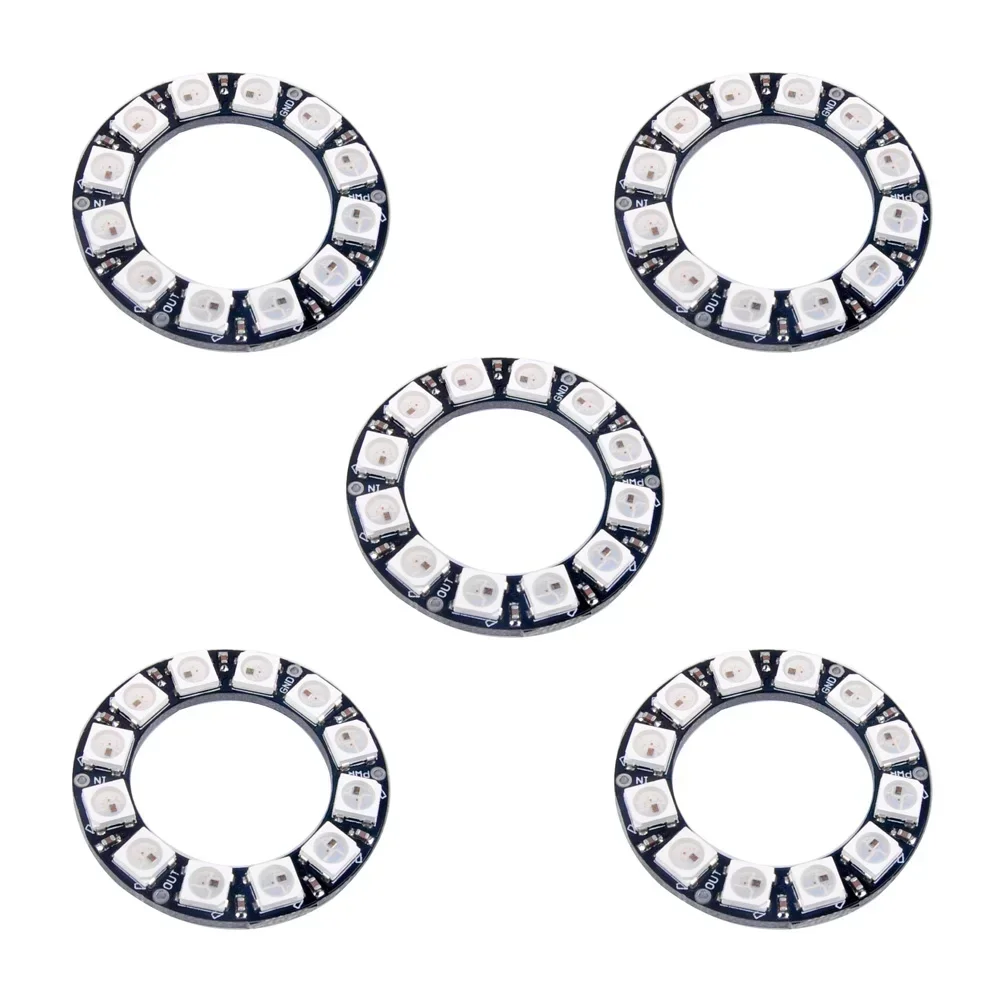 WS2812B 5050 RGB LED Ring 7/8/12/16/24/60 Bits Lamp Licht met geïntegreerde drivers WS2812 voor Arduino Raspberry Pi
