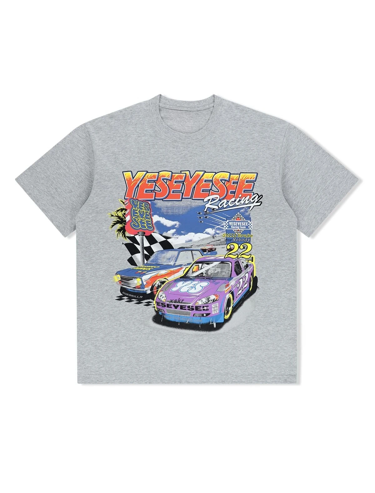 Identical YES 2026 Summer Spring EYESEE Racing Automobile Print Short-Sleeved T-Shirt