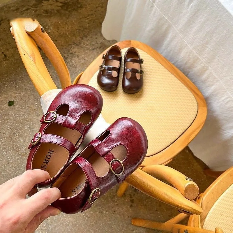 

MaryJanes, милые детские прогулочные туфли с круглым носком для маленьких девочек, осень 2023, новые туфли на плоской подошве с мягкой подошвой для девочек, элегантные милые нескользящие туфли