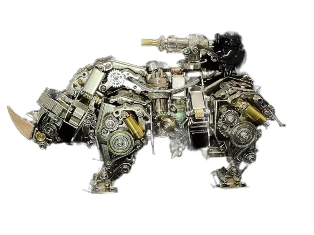 Mechanical Rhinoceros Metal Assembly DIY Assembly Kit 3D Metal Puzzle Animal Model Kit Puzzles Toy children Men  Gift