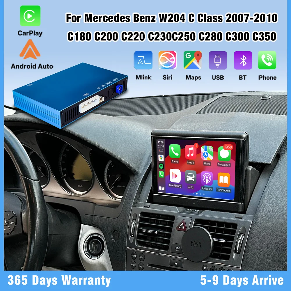 

Wireless CarPlay For Mercedes Benz W204 C180 C200 C220 C230 C250 C280 C300 C350 2007-2010 Android Auto Mirror Link Navigation