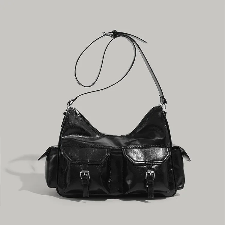 

Модная байкерская сумка через плечо Y2k, большая вместительная винтажная сумка через плечо с несколькими карманами, универсальная винтажная сумка через плечо