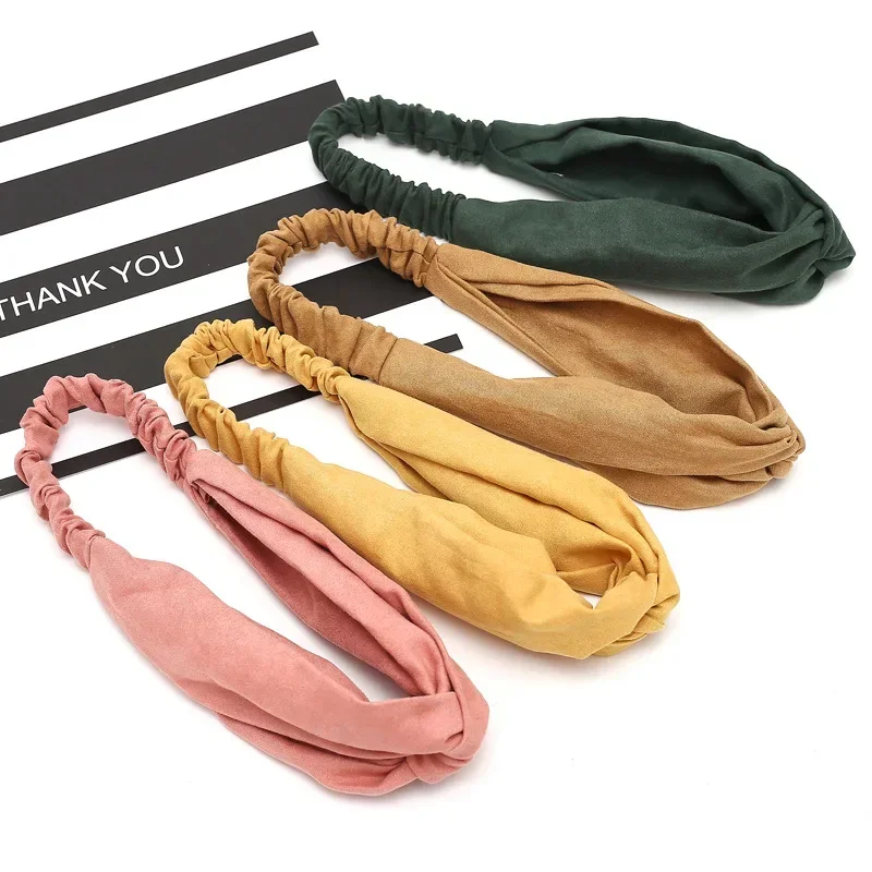

Twisted Knotted Headwrap Women Headband Cross Top Knot Elastic Hair Bands Soft Solid Color Girls Hairband Hair Accessories