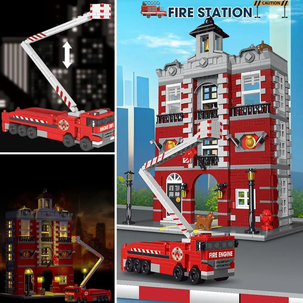 Conjunto de blocos de construção de caminhão de bombeiros para adultos, brinquedo de motor de fogueira, 1823 peças, presente de aniversário ideal e decoração de mesa