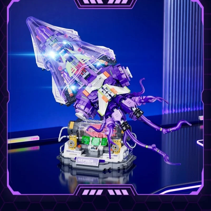 

Silver Blade Squid Building Blocks Assembled Educational Children's Trendy Toys Desktop Ornaments Model Handmade Diy Gifts