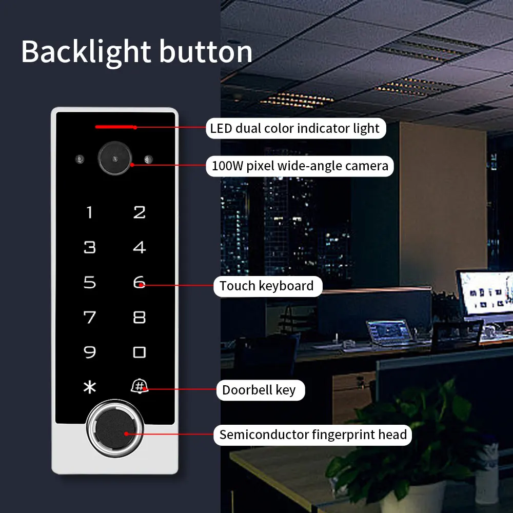 Tuya-sistema de Control de acceso de intercomunicador inteligente con WiFi, teclado de huellas dactilares para Villa, apartamento, carcasa de Metal al aire libre, No necesita Monitor