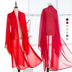 Ancient Chinese Hanfu Large Sleeve Shirt Tulle Tang Dynasty Cardigan Dance Clothes Cosplay Stage Costume