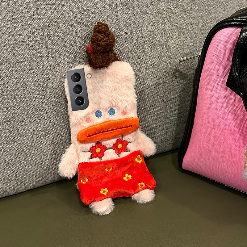 Casing bunga merah kepang lucu mewah casing wanita untuk Samsung A04E A14 A24 A34 A54 A13 A23 A33 A53 A73 M13 M14 M53 A7 Note 8 9 sampul