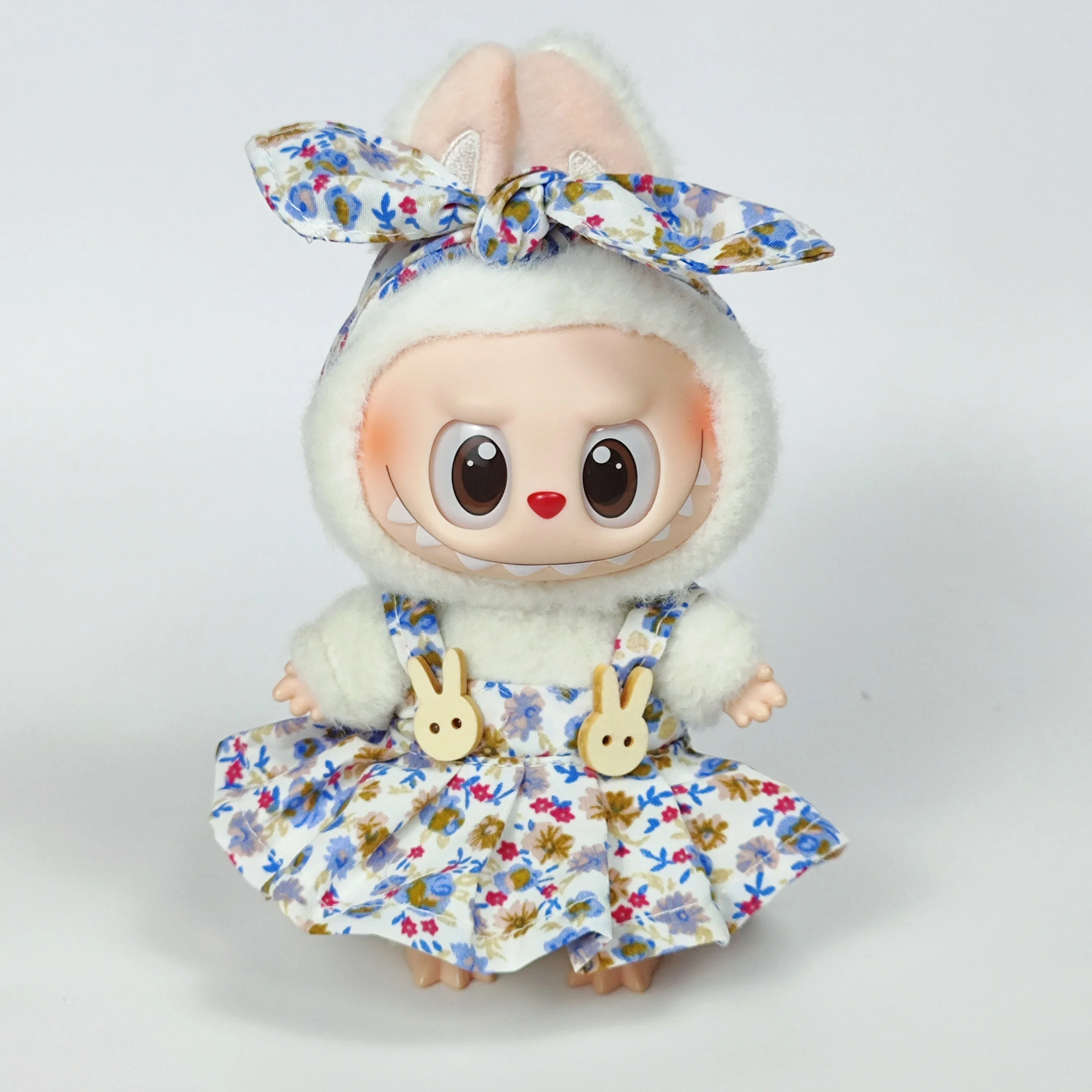 15/17 см виниловая плюшевая кукла одежда Labubu кулон Lucky фиолетовое платье с бантом Labubu V1/V2/V3 аксессуары для одежды