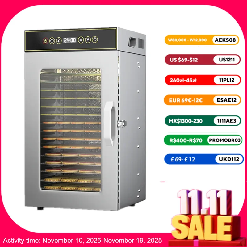 

Premium 18-Tier Stainless Steel Food Dehydrator Commercial & Home Use, Adjustable Energy-Efficient Drying for Fruits/Meat/Herbs