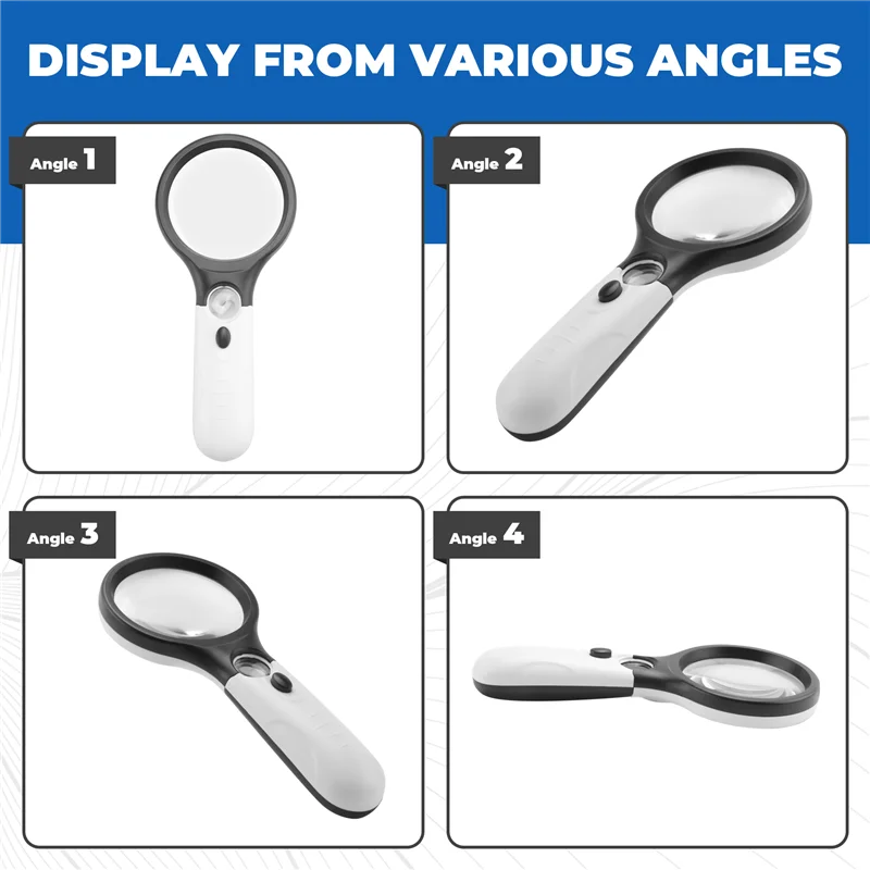 3 مصابيح LED 45X عدسة مكبرة محمولة للقراءة عدسة مكبرة للمجوهرات