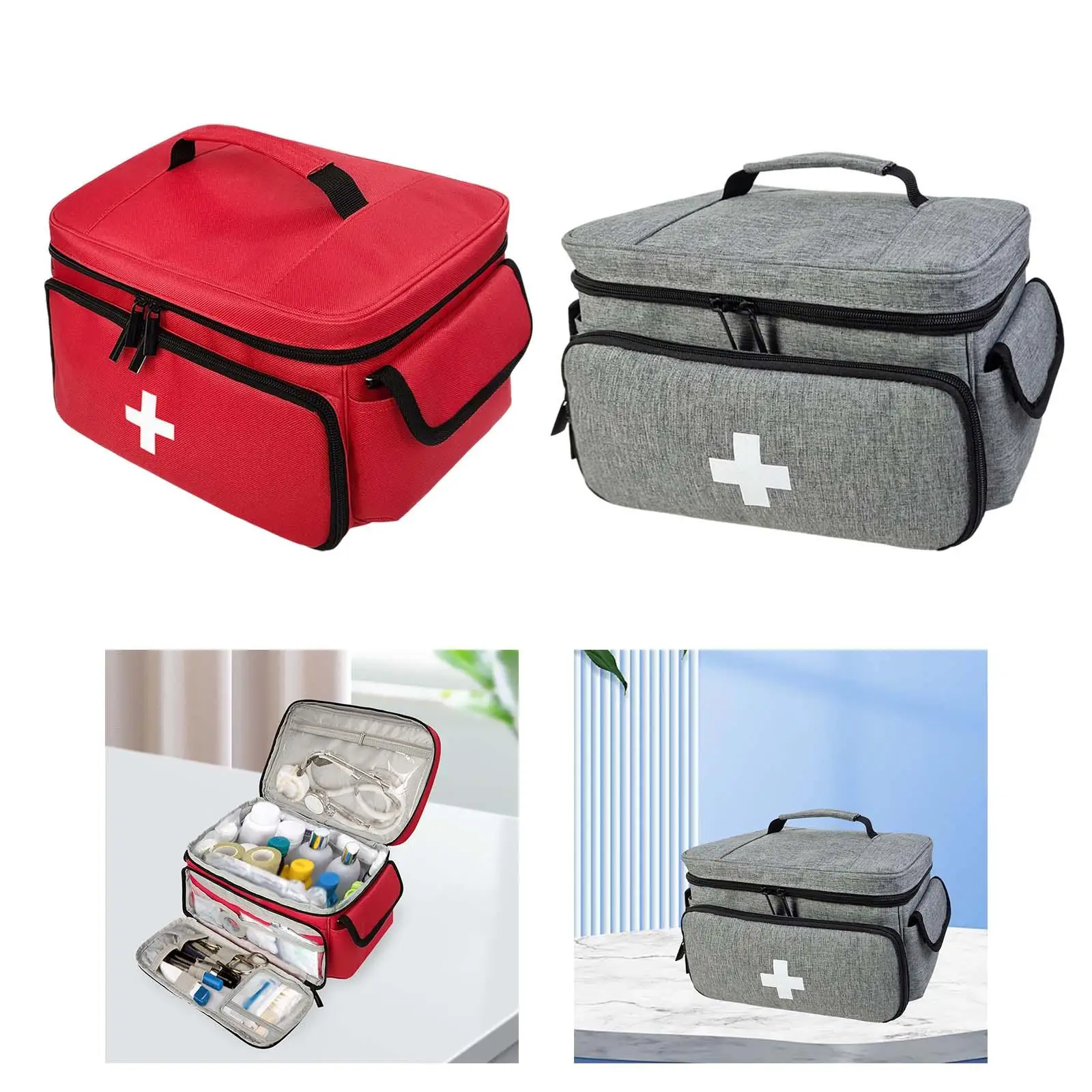 Travel First Aid Bag Emergency Organizer Portable Lockable Adjustable Strap Pill Bottle Organizer for Office Car