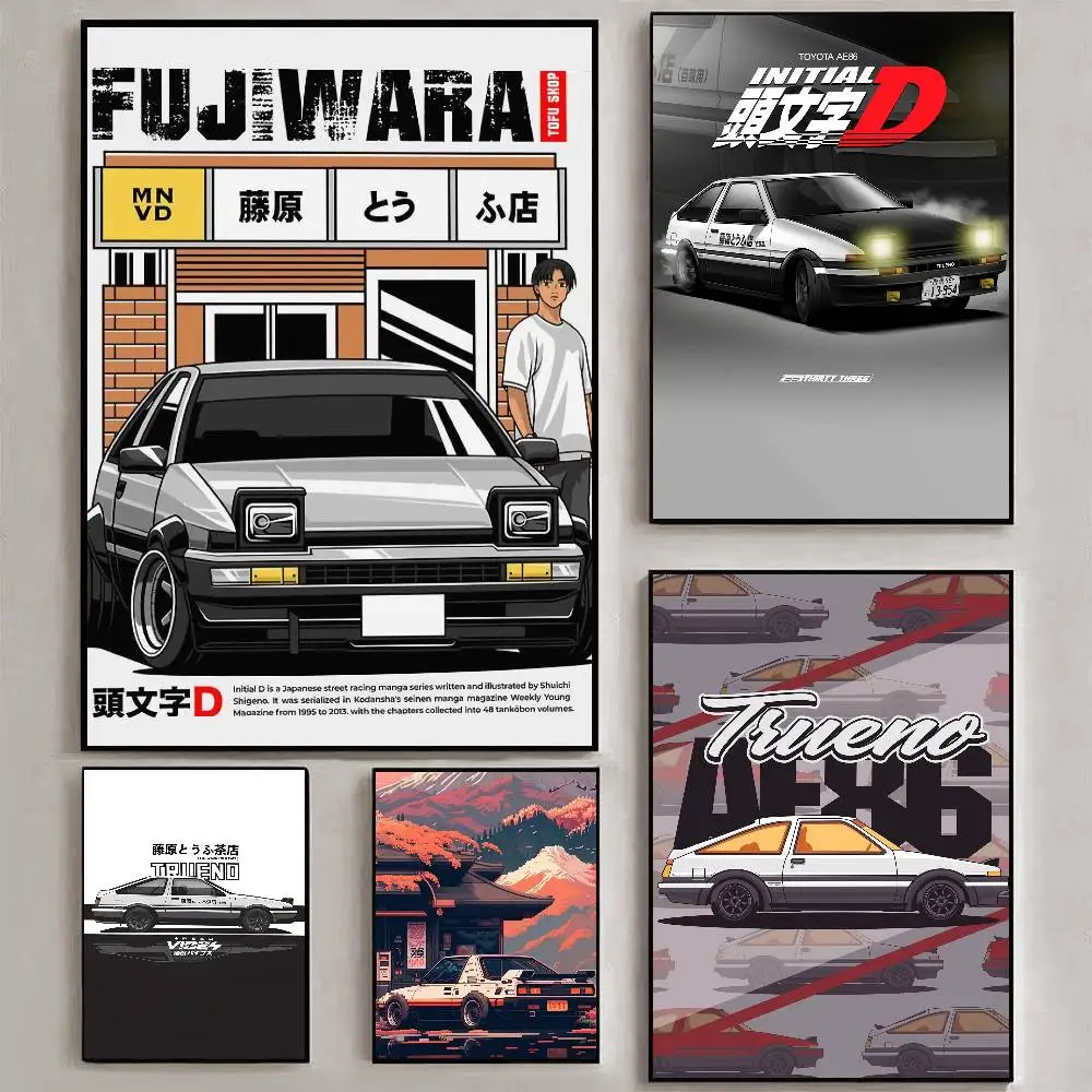 80s Vintage Car Initial D AE86 JDM Poster Art HD Canvas Advanced Aesthetic Printing Paper Wall Art for Living Room Home Decor