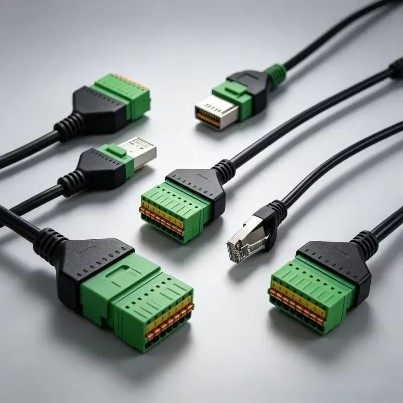 Solderless Network Cable RJ45 to 8Pin Extension Adapter Green Welding-free Shielded 8P8CMale to Female Wiring Terminal