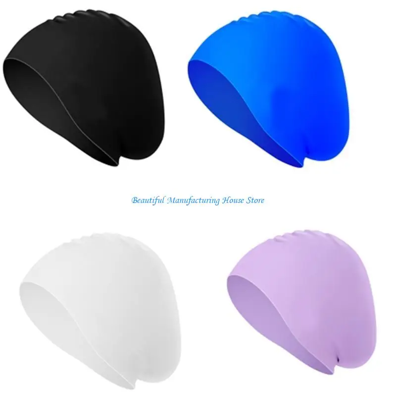 E56A Silicone Swim Hat with Excellent Elasticity for Long Thick Hair Use Hair Turban