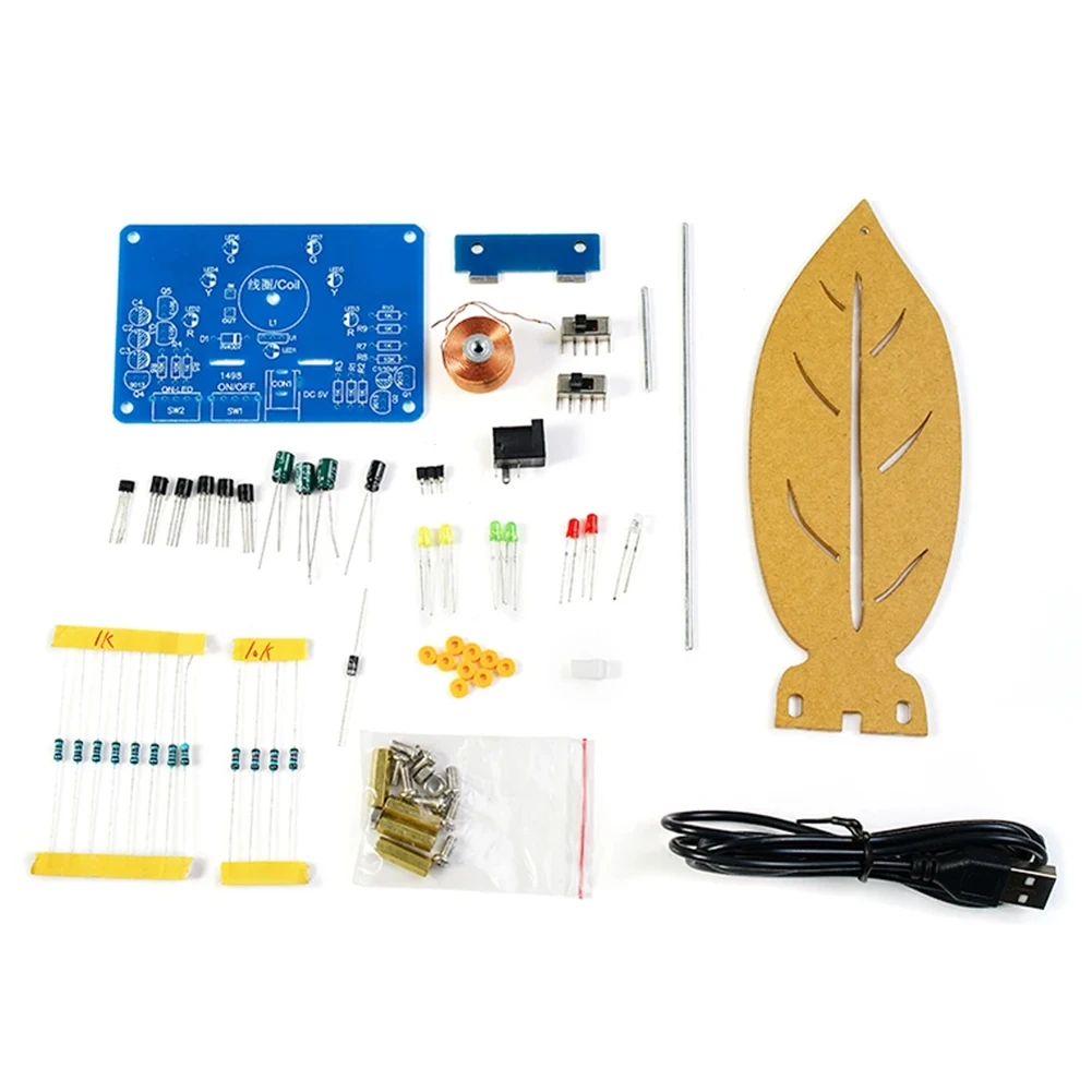 1Set Electromagnetic Swing Soldering Project Kit DIY Leaf Swing Magnetic Levitation Electronic Kit Soldering Practice With Led