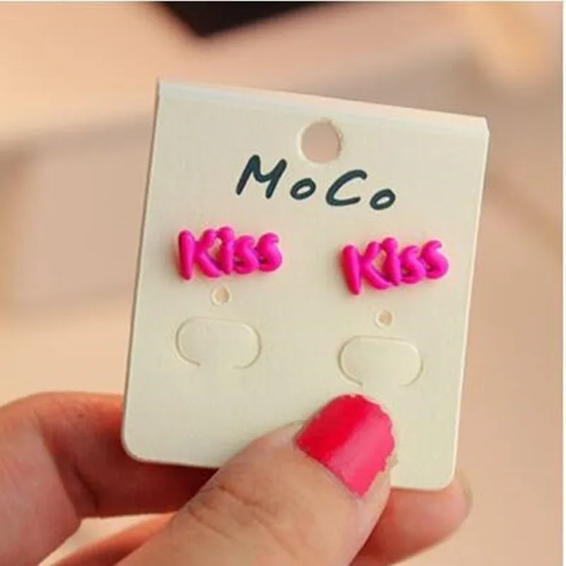 New Arrival Goods Wholesale Candy Color Fluorescent Kiss Letter Tide Earrings Accessories