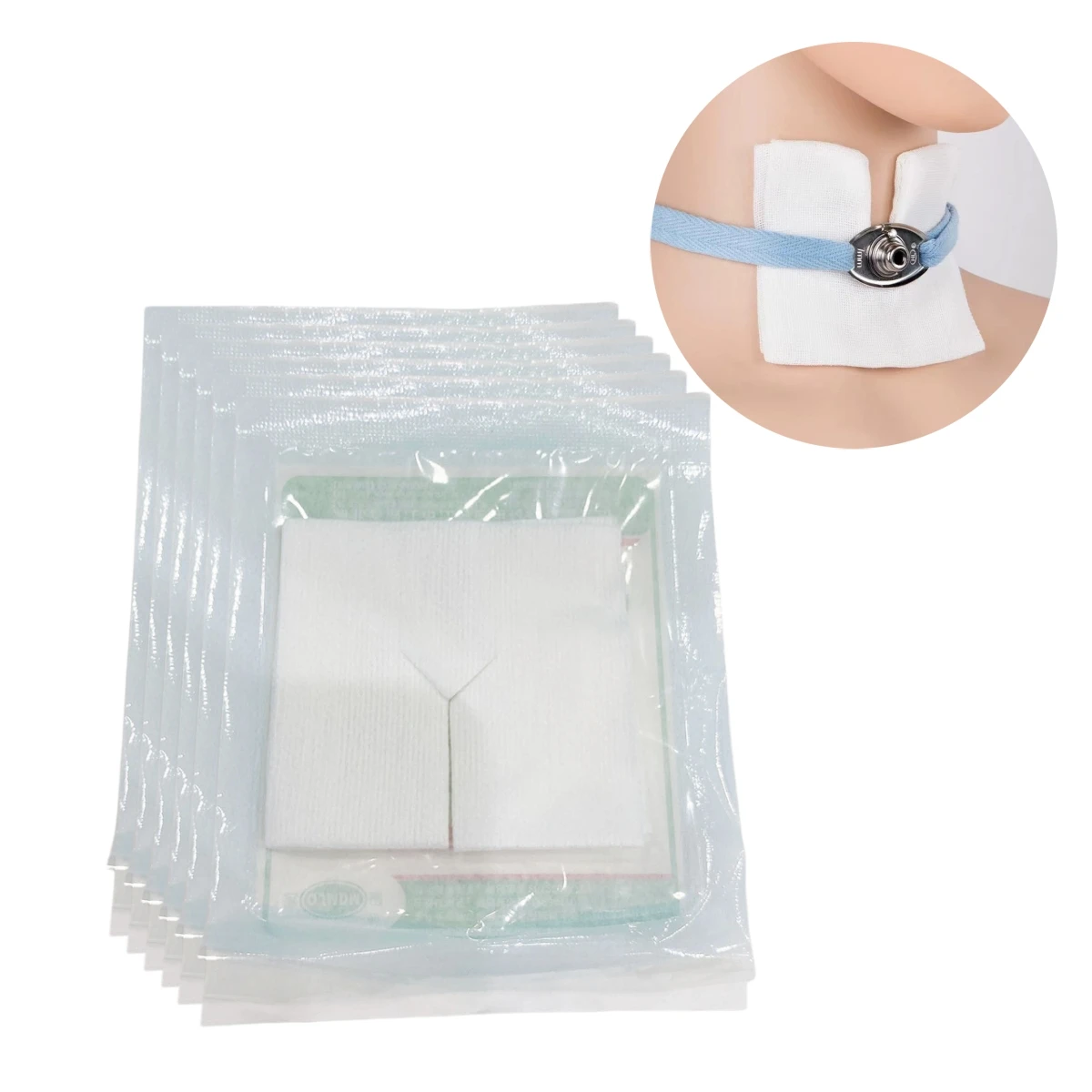

10Pcs Sterile Split Gauze Sponges 8-Ply Nonwoven Absorbent Drain IV Tracheostomy Tube Dressing Pre-Cut Slit Catheter MedicalCare