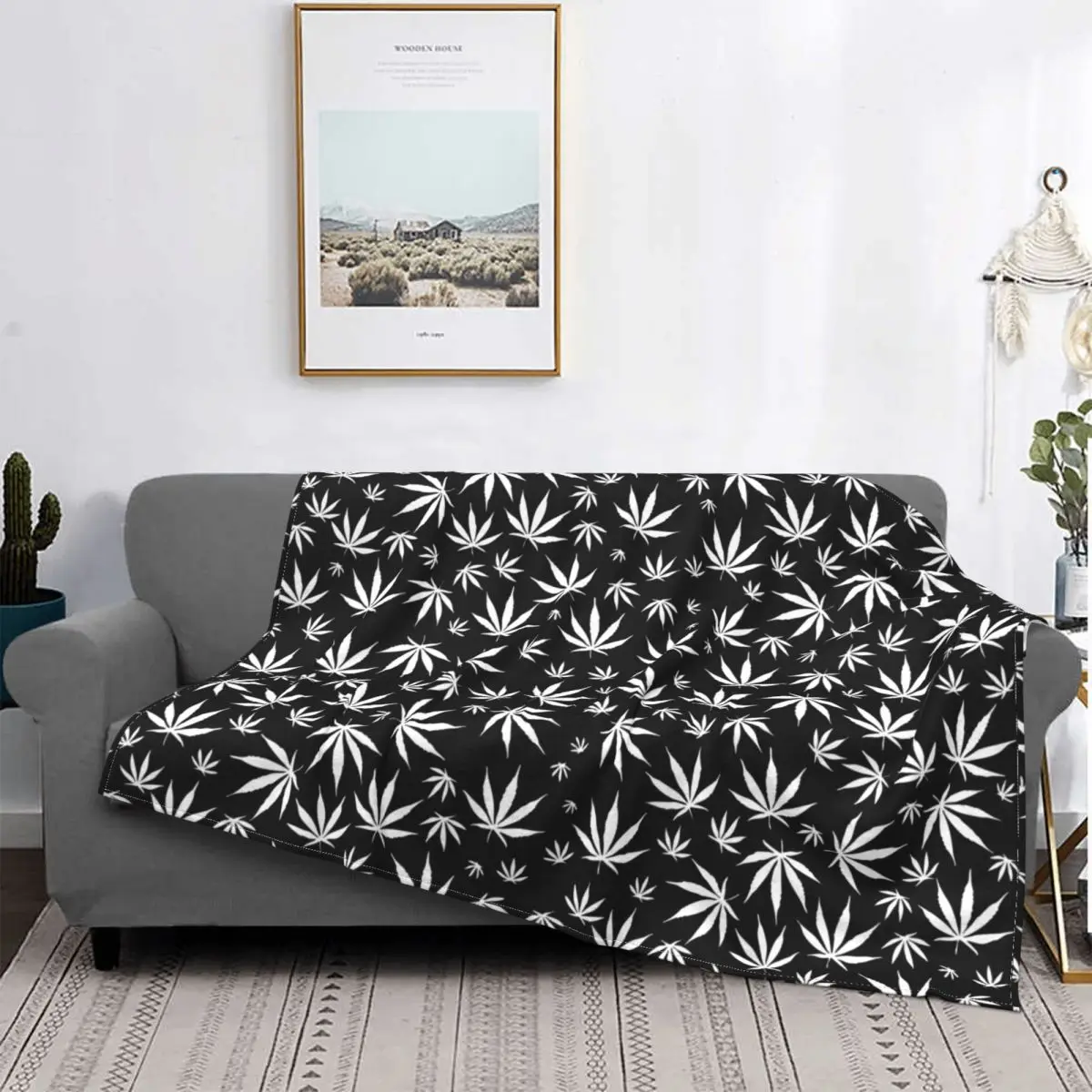 

Weed Leaf Leaves Wool Blankets Novelty Throw Blankets for Bed Sofa Couch 200x150cm Bedspread