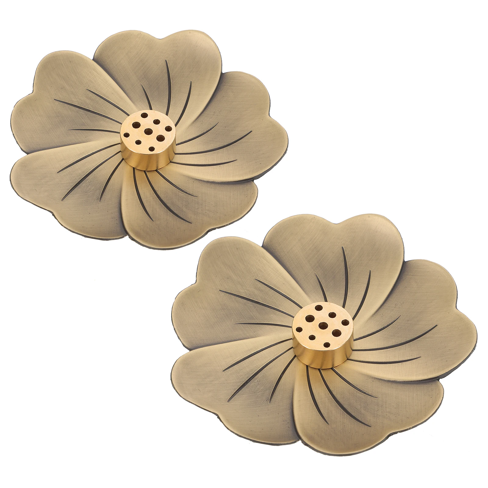 

2pcs Golden Flower Incense Holder Multifunctional Stick Coil Burner Multi Hole Desktop Stand For Meditation Yoga Relaxation Home